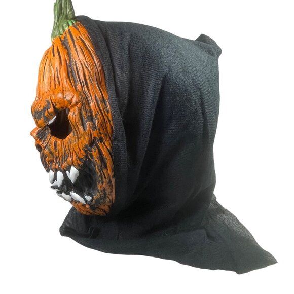 Halloween Pumpkin Skull Mask With Hood Adult Size Black Orange - Picture 6 of 8